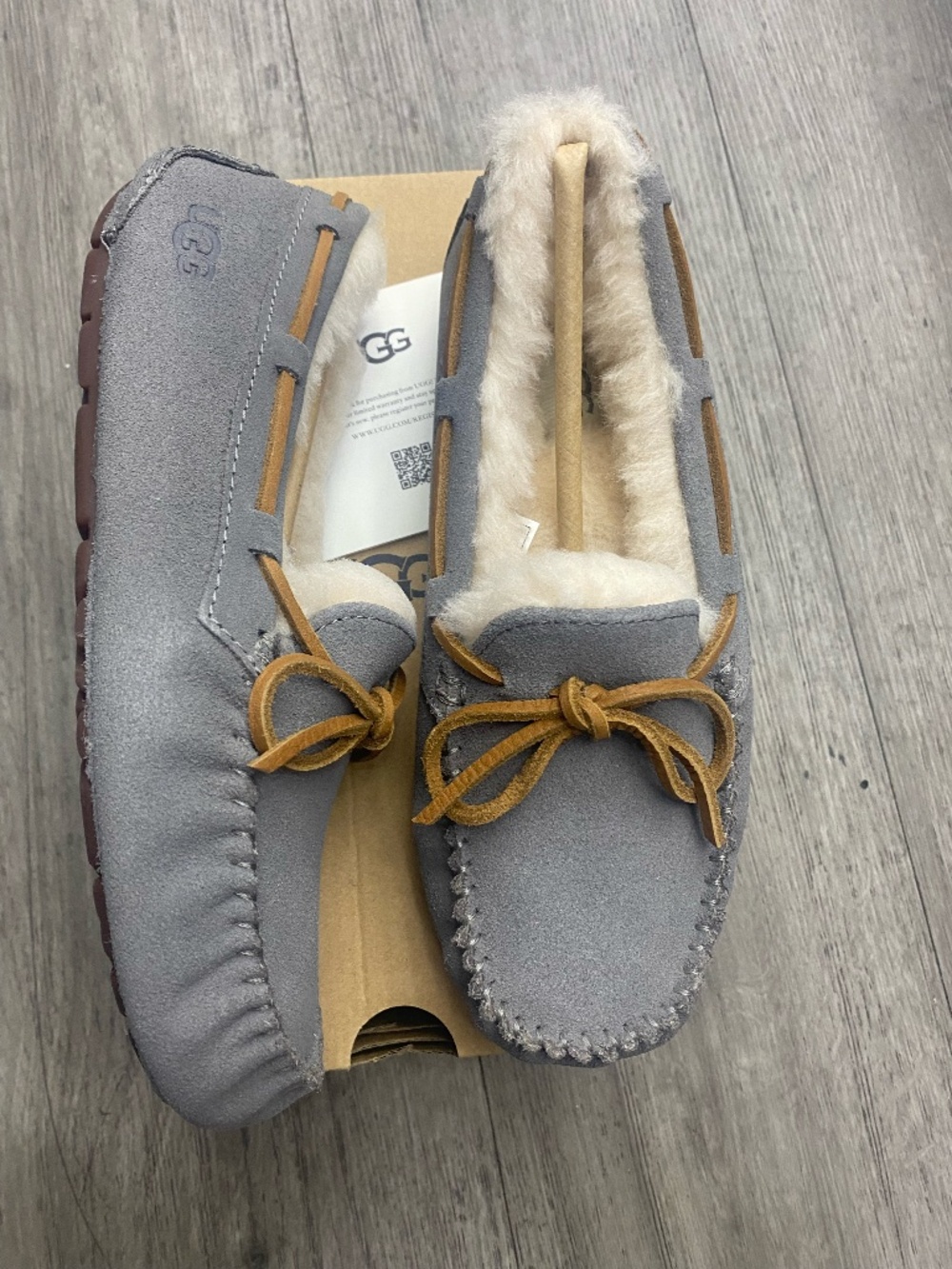 UGG Women’s Dakota Moccasin Slippers Pewter Suede Slip On